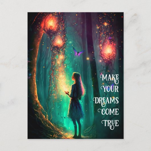 Carte Postale Imaginaire de forêt enchantée fée magique Pixie Po (Devant)