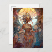 Carte Postale Imaginaire de sorcellerie de la déesse noire afro- (Devant / Derrière)