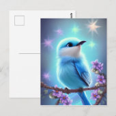 Carte Postale Imaginaire détaillé Cute Kawaii oiseau bleu bébé (Devant / Derrière)