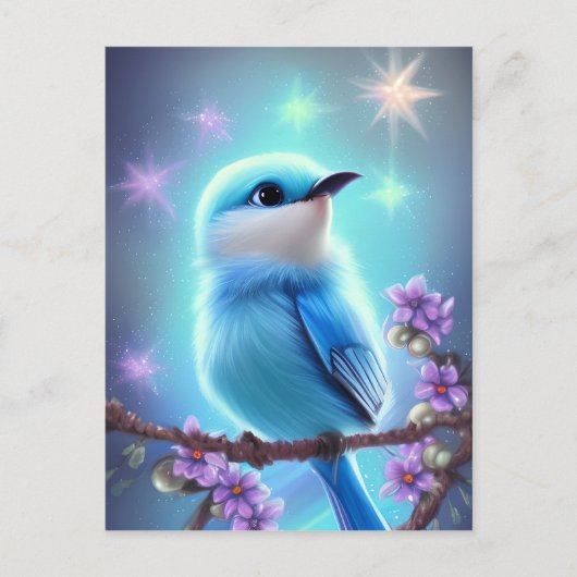 Carte Postale Imaginaire détaillé Cute Kawaii oiseau bleu bébé (Devant)