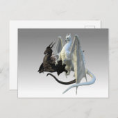 Carte Postale Imaginaire Dragons noir et blanc (Devant / Derrière)