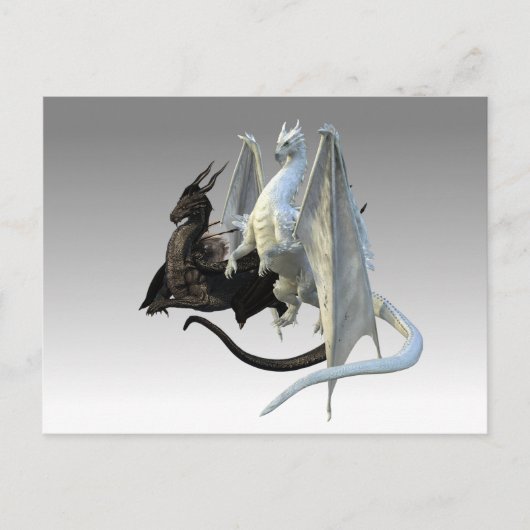 Carte Postale Imaginaire Dragons noir et blanc (Devant)