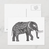 Carte Postale Imaginaire Eléphant Doodle (Devant / Derrière)