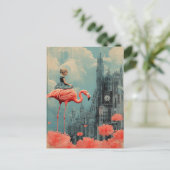 Carte Postale Imaginaire enfant à rouler sur un Flamant rose ros (Debout devant)