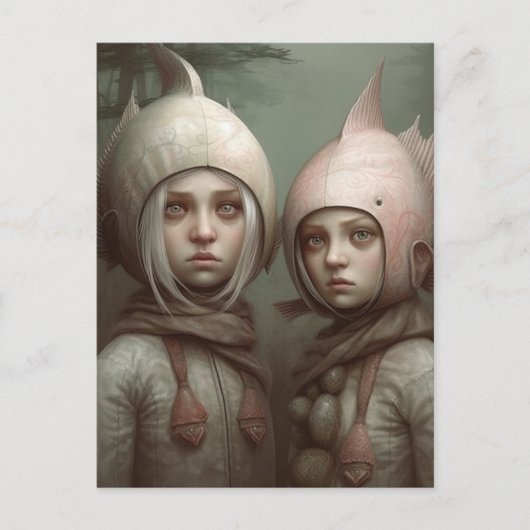 Carte Postale Imaginaire Fairy Tale Enfants Avec Casquettes De P (Devant)