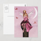 Carte postale imaginaire fée rose (Devant / Derrière)