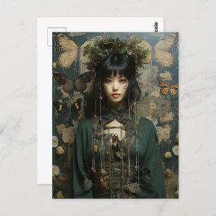 Carte Postale Imaginaire Femme et papillons IA Art