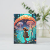 Carte Postale Imaginaire fille dans la forêt de méduses (Debout devant)