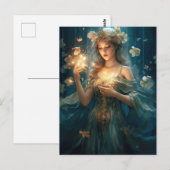 Carte postale Imaginaire Fille Magique Et Fleurs (Devant / Derrière)