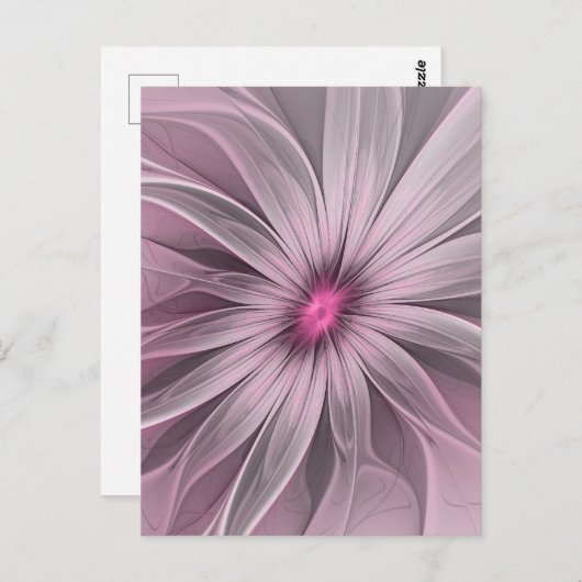 Carte Postale Imaginaire Fleur Plum Abstrait Flore Fractal Art (Devant / Derrière)