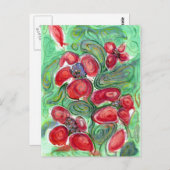 Carte Postale Imaginaire Fleurs rouges (Devant / Derrière)