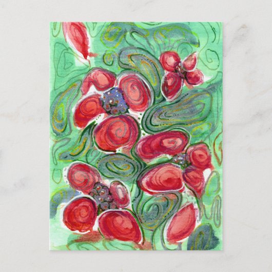 Carte Postale Imaginaire Fleurs rouges (Devant)