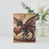 Carte Postale Imaginaire foncé du coeur saignant de dragon (Debout devant)
