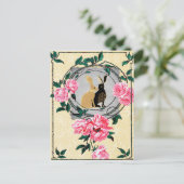 Carte Postale Imaginaire Jackrabbit Hares Rose Collage romantiqu (Debout devant)