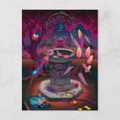 Carte Postale Imaginaire jardin coloré oiseaux lune souhaitant b (Devant)