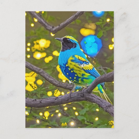 Carte postale Imaginaire jaune bleu Meadowlark Bir (Devant)