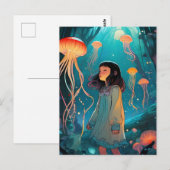 Carte Postale Imaginaire Jellyfish Forest Girl (Devant / Derrière)