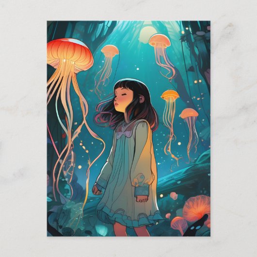 Carte Postale Imaginaire Jellyfish Forest Girl (Devant)