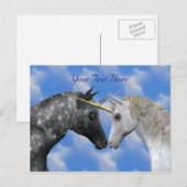 Carte postale Imaginaire Kissing Unicorns (Devant / Derrière)