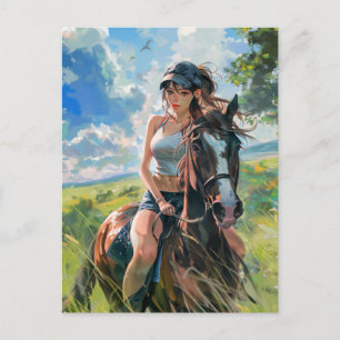 Carte Postale Imaginaire Manga Rider dans des paysages dynamique