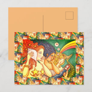 CARTE POSTALE IMAGINAIRE MERMAID SISTERHOOD PARTAGER DES SAVOIRS