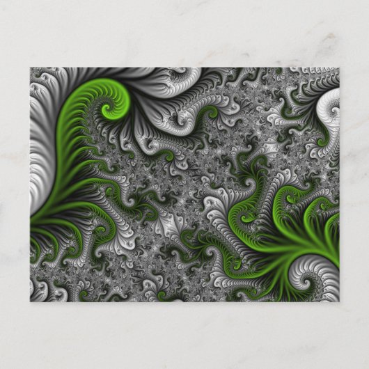 Carte Postale Imaginaire Monde Vert Et Gris Art Fractal Abstrait (Devant)