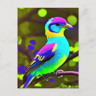 Carte Postale Imaginaire Oiseau de couleur vive