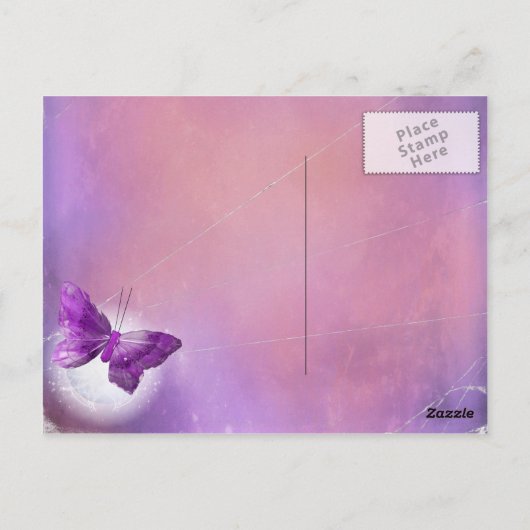 Carte Postale Imaginaire papillon violet Moon Designs (Dos)