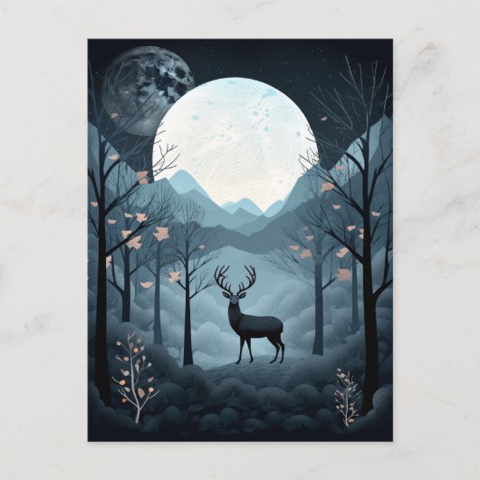 Carte Postale Imaginaire paysage cerf Whimsical Surreal (Devant)