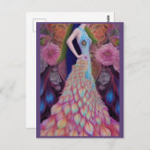 Carte Postale Imaginaire Peacock Mariage robe Fairytale Mariée P (Devant / Derrière)