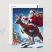 Carte Postale Imaginaire Père Noël et un Kangaroo (Devant / Derrière)