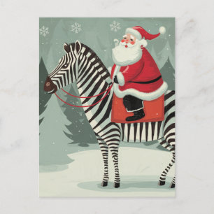 Carte Postale Imaginaire Père Noël et Zebra Storybook Style