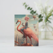 Carte Postale Imaginaire Ride sur un Flamant rose rose (Debout devant)