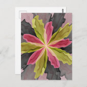 Carte Postale Imaginaire rose vert anthracite Fleur Fractal Art (Devant / Derrière)