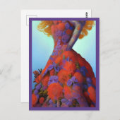 Carte Postale Imaginaire Roses rouges Mariage robe Goth Mariée (Devant / Derrière)