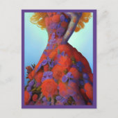 Carte Postale Imaginaire Roses rouges Mariage robe Goth Mariée (Devant)