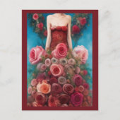 Carte Postale Imaginaire Roses rouges Mariage robe Goth Mariée P (Devant)