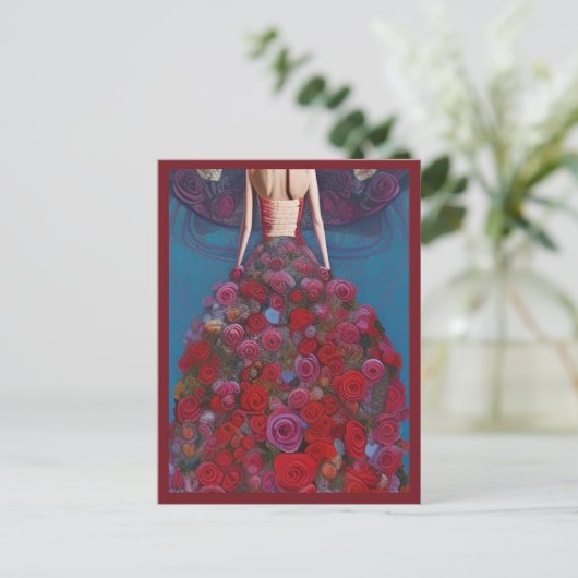 Carte Postale Imaginaire Roses rouges Roses Mariages robe Goth M (Debout devant)