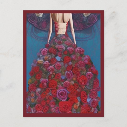 Carte Postale Imaginaire Roses rouges Roses Mariages robe Goth M (Devant)