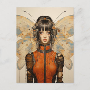 Carte Postale Imaginaire Scifi Insect femme papillon ailes
