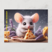 Carte Postale Imaginaire souris fromage fleurs mignonnes faune a (Devant)