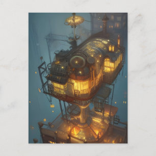 Carte Postale Imaginaire Steampunk City Vue aérienne