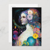 Carte Postale Imaginaire Surreal Cosmic femme déesse (Devant / Derrière)
