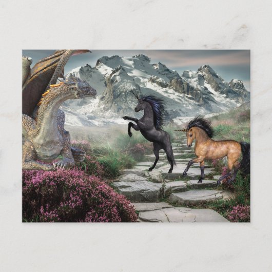 Carte Postale Imaginaire Unicorne de dragon de bronze (Devant)