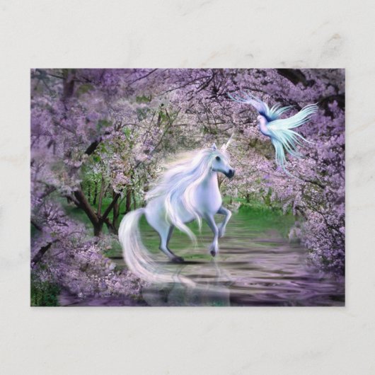 Carte Postale Imaginaire Unicorne de printemps (Devant)