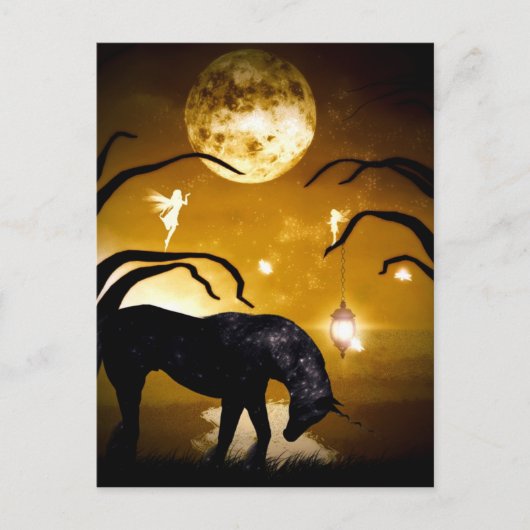 Carte postale Imaginaire unicorne et fées (Devant)