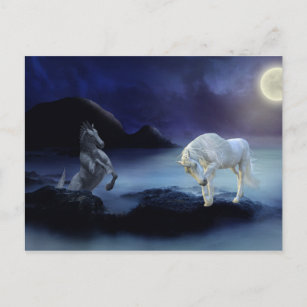 Carte Postale Imaginaire Unicorne Hippocampe Mythique de la mer 