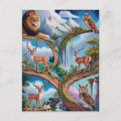 Carte Postale Imaginaire Whimsical de la faune Miniature complex (Devant)