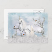 Carte Postale Imaginaire Winter Unicorn Et Foal (Devant / Derrière)
