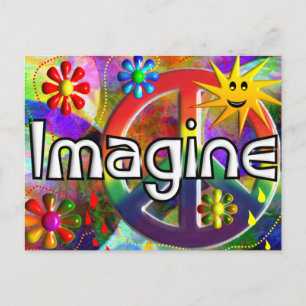 Carte Postale "Imaginez" Cadeaux Psychadéliques des années 70